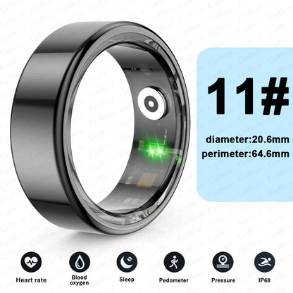 For HUAWEI XIAOMI SAMSUNG Smart Ring Men Titanium Steel Shell Health Monitoring 3ATM Waterproof 100+ Sport Modes Smartring Women